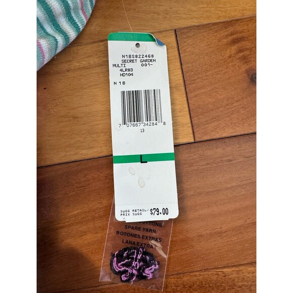 NWT Nine West Wrap Waist Sweater Rainbow Striped V Neck Size L Boho Soft - Picture 9 of 9